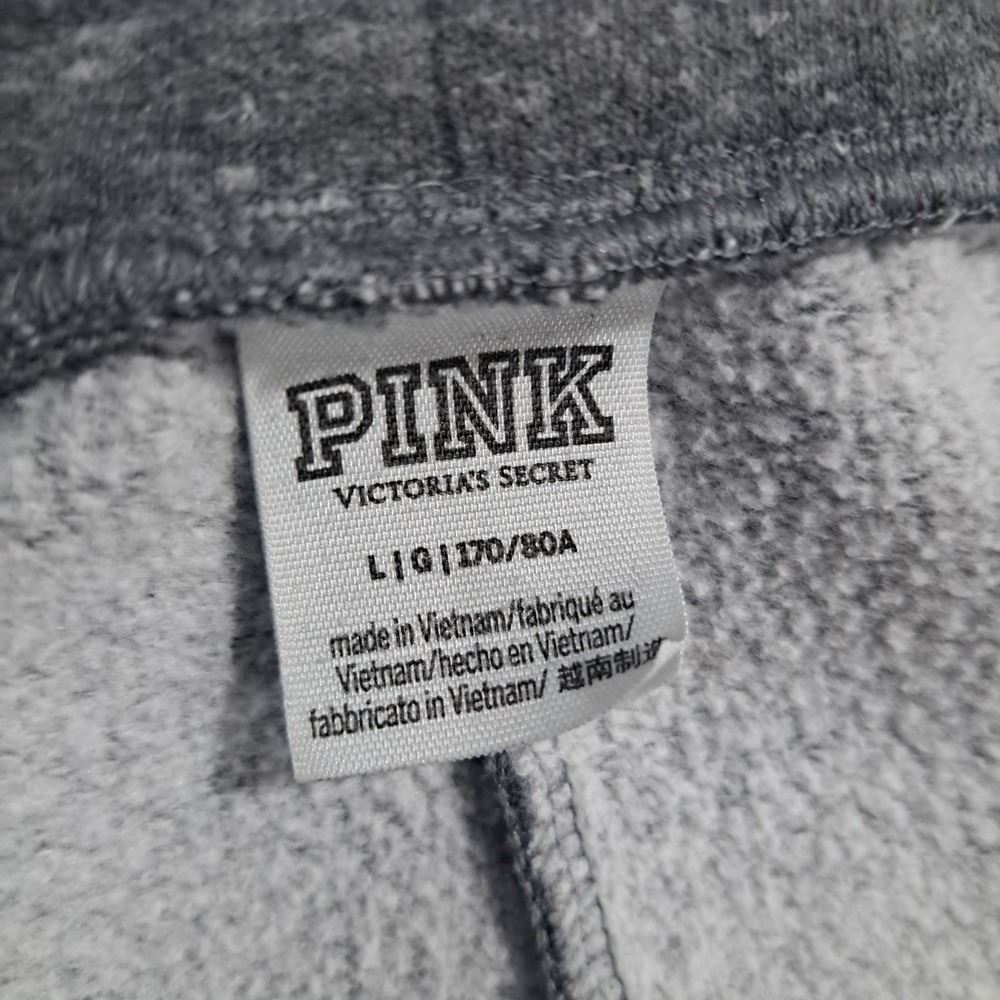 Victoria's Secret PINK Sz LARGE Gray White Pull‎ On Jogger Sweatpants Y2K - Picture 2 of 6